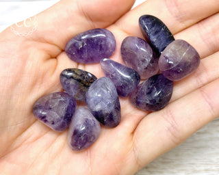 Blue John Fluorite Tumbled Crystals in hand