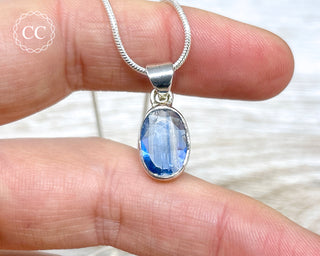 Blue Kyanite Faceted Silver Necklace #1