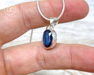 Blue Kyanite Faceted Silver Necklace #3