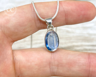 Blue Kyanite Faceted Silver Necklace #3