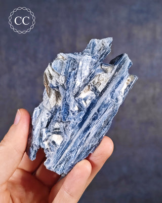 Blue Kyanite in Quartz from Brazil in hand