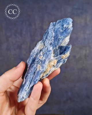Blue Kyanite in Quartz from Brazil in hand