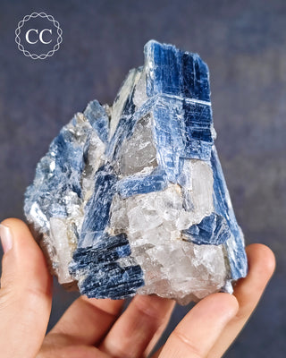 Blue Kyanite in Quartz from Brazil in hand