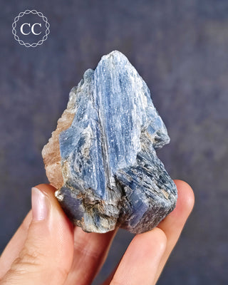 Blue Kyanite in Quartz from Brazil in hand