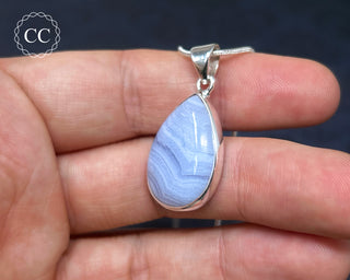 Blue Lace Agate Silver Necklace #3