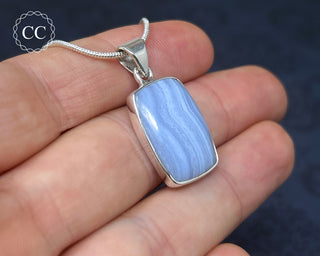 Blue Lace Agate Silver Necklace #4
