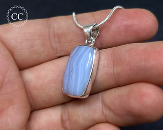 Blue Lace Agate Silver Necklace #4
