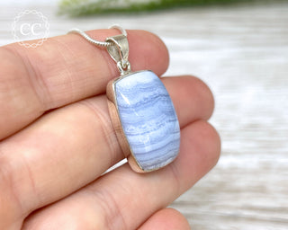 Blue Lace Agate Silver Necklace #2