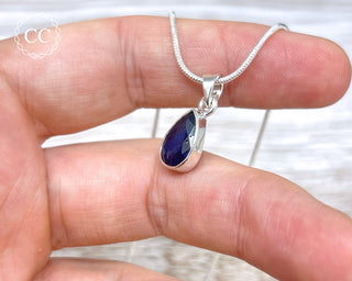 Blue Sapphire Faceted Silver Necklace #1