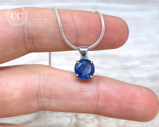 Blue Sapphire Faceted Silver Necklace #2