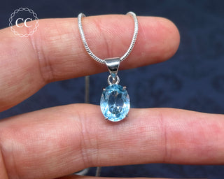 Blue Topaz Faceted Silver Necklace #2