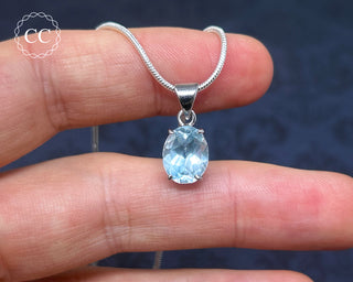 Blue Topaz Faceted Silver Necklace #3