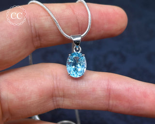 Blue Topaz Faceted Silver Necklace #1