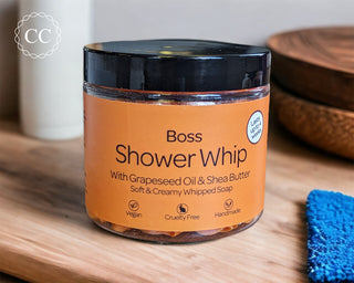 Boss Whipped Soap in a bathroom