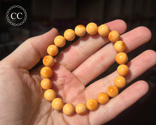 Egg Yolk Agate Beaded Bracelet #1