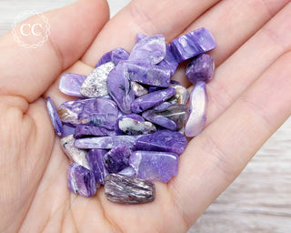Charoite Crystal Chips in hand