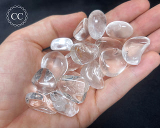 Clear Quartz Tumbled Crystals in hand