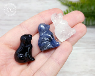 Mini Crystal Dog carvings in hand