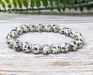 Dalmatian Stone 8mm Beaded Bracelet