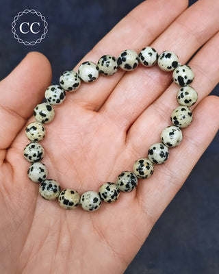 Dalmatian Stone 8mm Beaded Bracelet