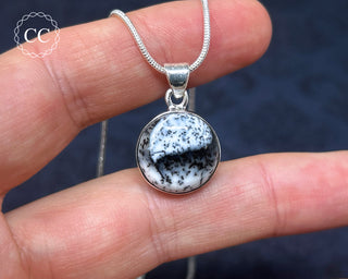 Merlinite | Dendritic Opal Silver Necklace #1