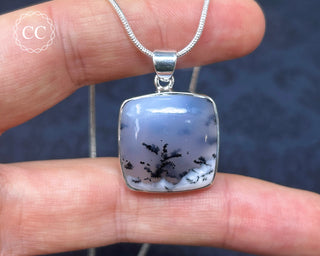 Merlinite | Dendritic Opal Silver Necklace #2