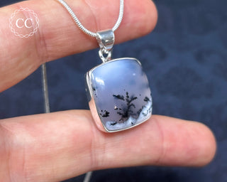 Merlinite | Dendritic Opal Silver Necklace #2