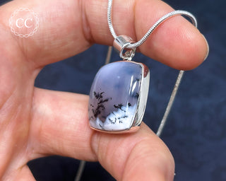 Merlinite | Dendritic Opal Silver Necklace #2