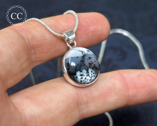 Merlinite | Dendritic Opal Silver Necklace #3