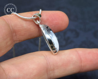 Merlinite | Dendritic Opal Silver Necklace #4