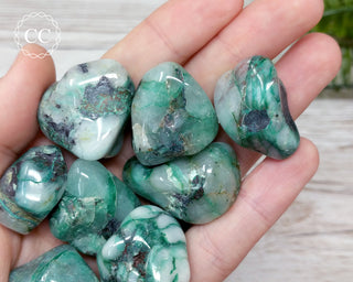 Dioptase & Ajoite in Quartz - Messina, SA Tumbled Crystal