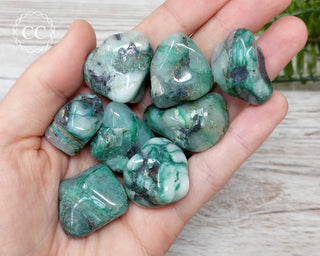 Dioptase & Ajoite in Quartz - Messina, SA Tumbled Crystal