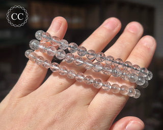 Disco Quartz 6mm Beaded Bracelet