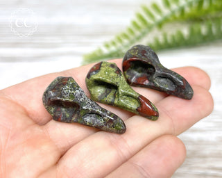 Mini Raven Skull - Dragons Blood Jasper