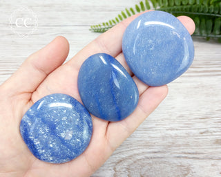 Blue Quartz | Dumortierite in Quartz Palm Stone