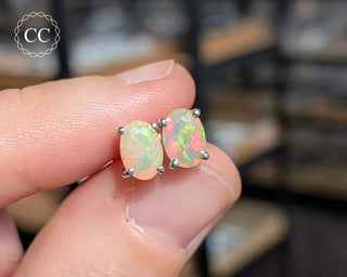 Ethiopian Opal Silver Stud Earrings #2