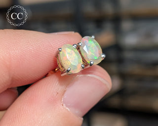 Ethiopian Opal Silver Stud Earrings #2