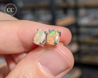 Ethiopian Opal Silver Stud Earrings #2