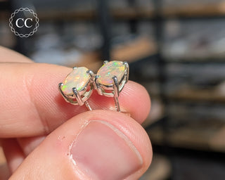 Ethiopian Opal Silver Stud Earrings #2