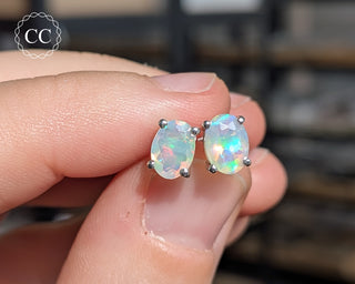 Ethiopian Opal Silver Stud Earrings #3