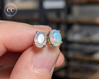 Ethiopian Opal Silver Stud Earrings #3