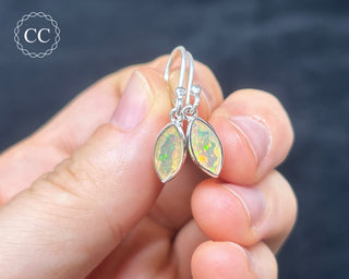 Ethiopian Opal Silver Drop Earrings #1