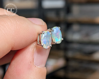 Ethiopian Opal Silver Stud Earrings #3