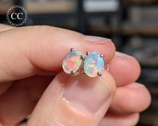 Ethiopian Opal Silver Stud Earrings #3