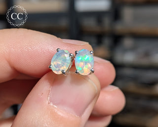 Ethiopian Opal Silver Stud Earrings #3