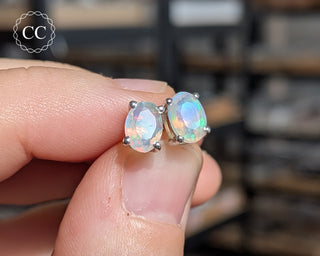 Ethiopian Opal Silver Stud Earrings #3