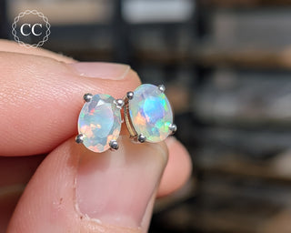 Ethiopian Opal Silver Stud Earrings #3