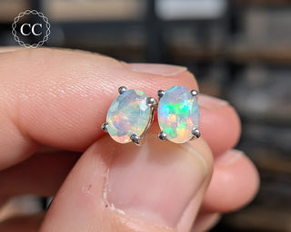 Ethiopian Opal Silver Stud Earrings #3