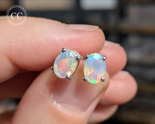 Ethiopian Opal Silver Stud Earrings #3