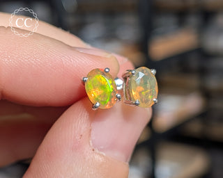 Ethiopian Opal Silver Stud Earrings #7